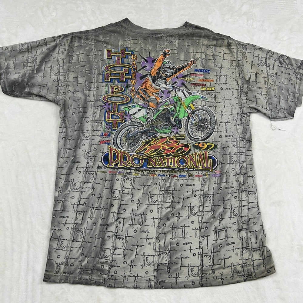 Destination Designs T-Shirt Mens XL Grey 1997 High Point Raceway Motocross AOP